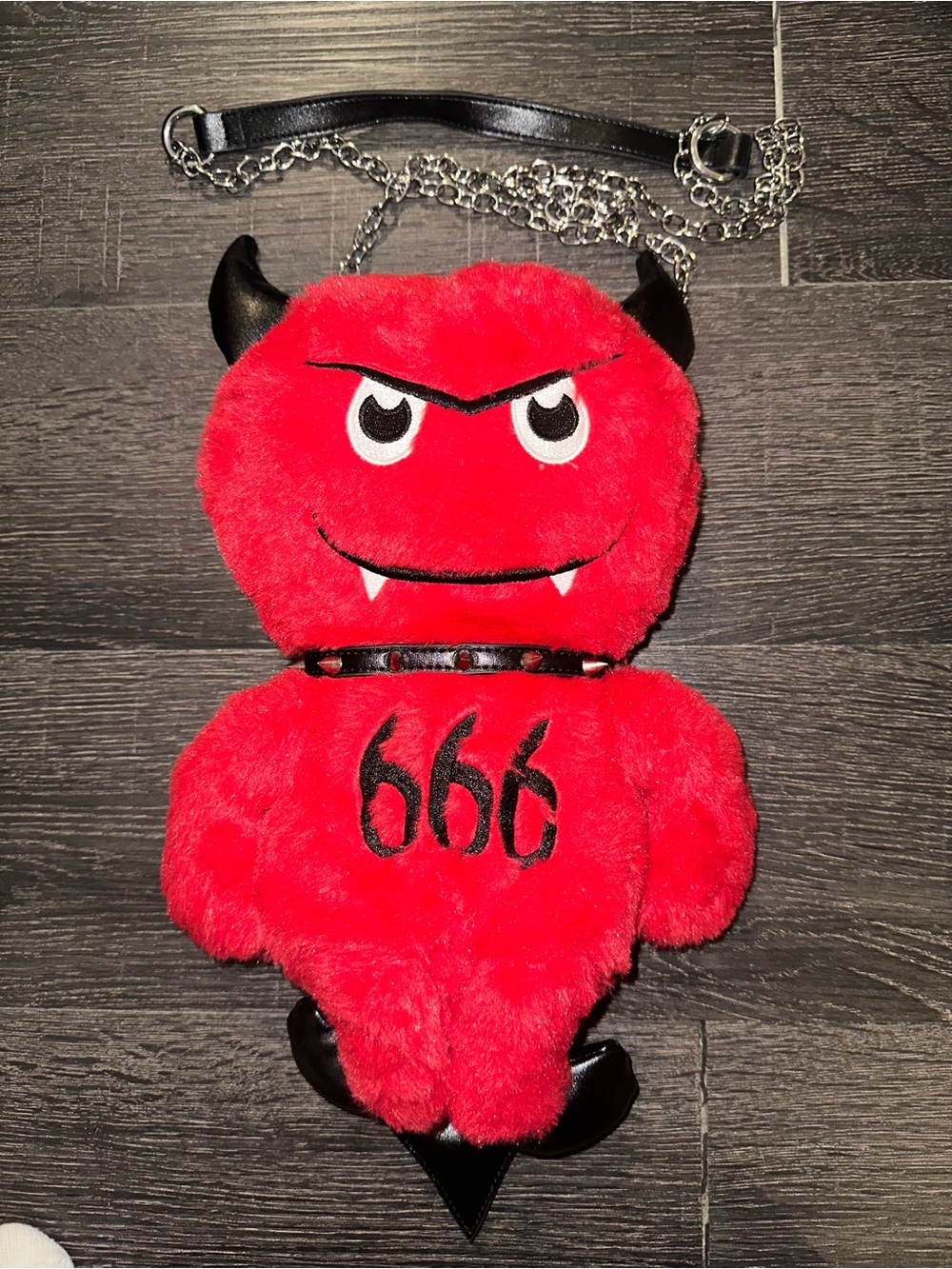 Current Mood Red Devil Plush Crossbody Bag - Faux Fur Shoulder Purse